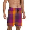 thumbnail image 2 of Sikiie Purple Yellow Buffalo Plaid Mens Pajama Shorts, Lightweight Lounge Pant with Pockets Soft Sleep Pj Shorts for MenLarge, 2 of 6