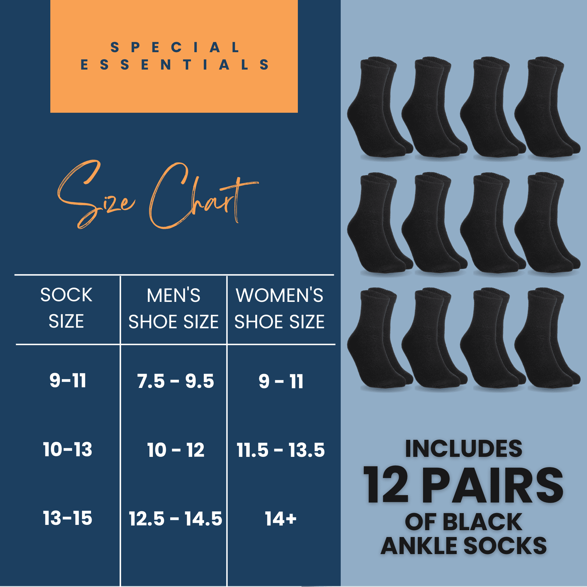 Special Essentials Diabetic Socks Ankle for Men & Women – 12 Pairs of Non-Binding Moisture-Wicking Neuropathy Socks
