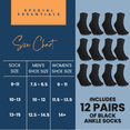 thumbnail image 6 of Special Essentials 12 Pairs Men's Cotton Diabetic Ankle Socks Black 10-13, 6 of 8