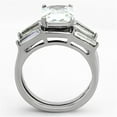 thumbnail image 3 of Luxe Jewelry Designs Women's Stainless Steel Wedding Ring with Rectangular Cubic Zirconia - Size 7, 3 of 4