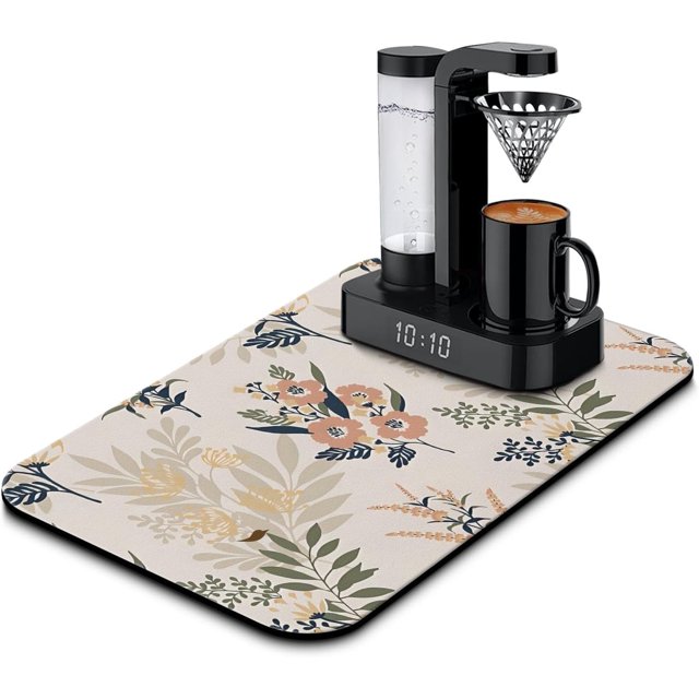 Fun Coffee Mat 19inx12in,Coffee Bar Mat for Countertops,Absorbent Hide Stain Anti-Slip Coffee Bar Accessories Fit Under Coffee Machine Mat,Dish Drying Mats for Kitchen