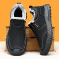 thumbnail image 6 of IEMIEMIEM Mens Snow Boots Winter Shoes Comfortable Cotton-Padded Plush Lined Slip on Casual Warm Walking Orthopedic Sneakers Waterproof House Shoes 7.5 Wide Black, 6 of 8