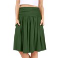 thumbnail image 1 of Simlu Womens Regular and Plus Size Skirt with Pockets Below The Knee Length Ruched Flowy Skirt Midi Skirt For Women, 1 of 6