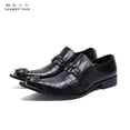 thumbnail image 3 of Zapatos de vestir de negocios de verano para hombre, zapatos de cuero genuino con relieve de serpiente negra, zapatos de fiesta con punta de dragón, zapatos de boda de tendencia, 3 of 5