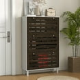 thumbnail image 2 of HOMCOM Armoire de Rangement pour Chaussures avec Tablettes Ajustables Blanc et Brun, 2 of 10