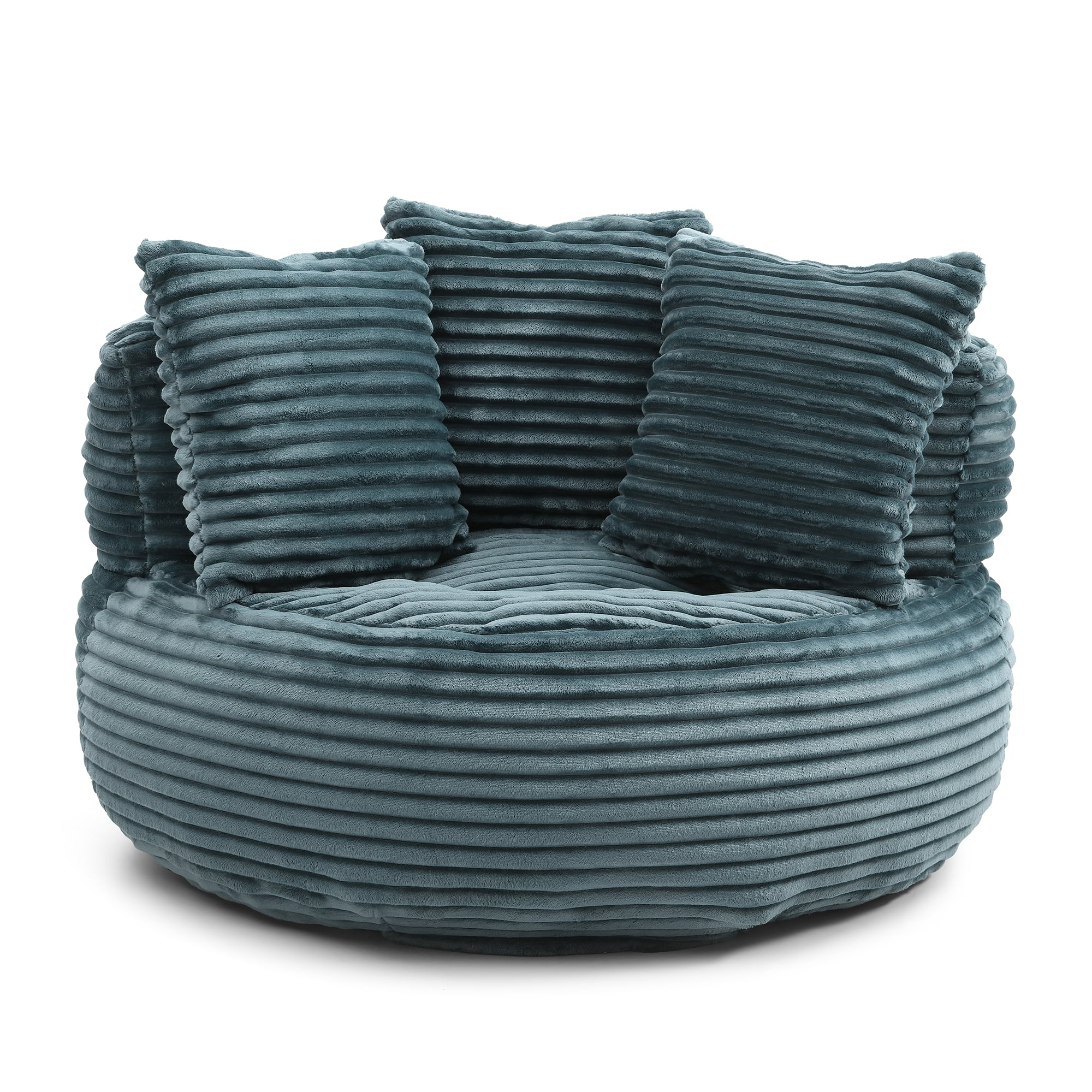 HIUU 45"Reading Bean Bag Chair for Adults with Pull String,Cozy Corduroy Bean Bag Chairs Turquoise,Oversized Beanbag Sofa Chairs,Memory Foam Chair