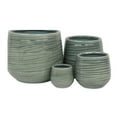 thumbnail image 4 of Cheungs 5927GRN Fairloam Round Curved Wave Lined Pattern Ceramic Pot, Green - Small, 4 of 5