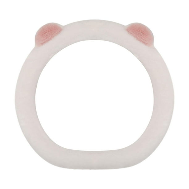 Funda de volante peluda genérica, protector de volante, accesorios para coche Forma D Blanco Rosa