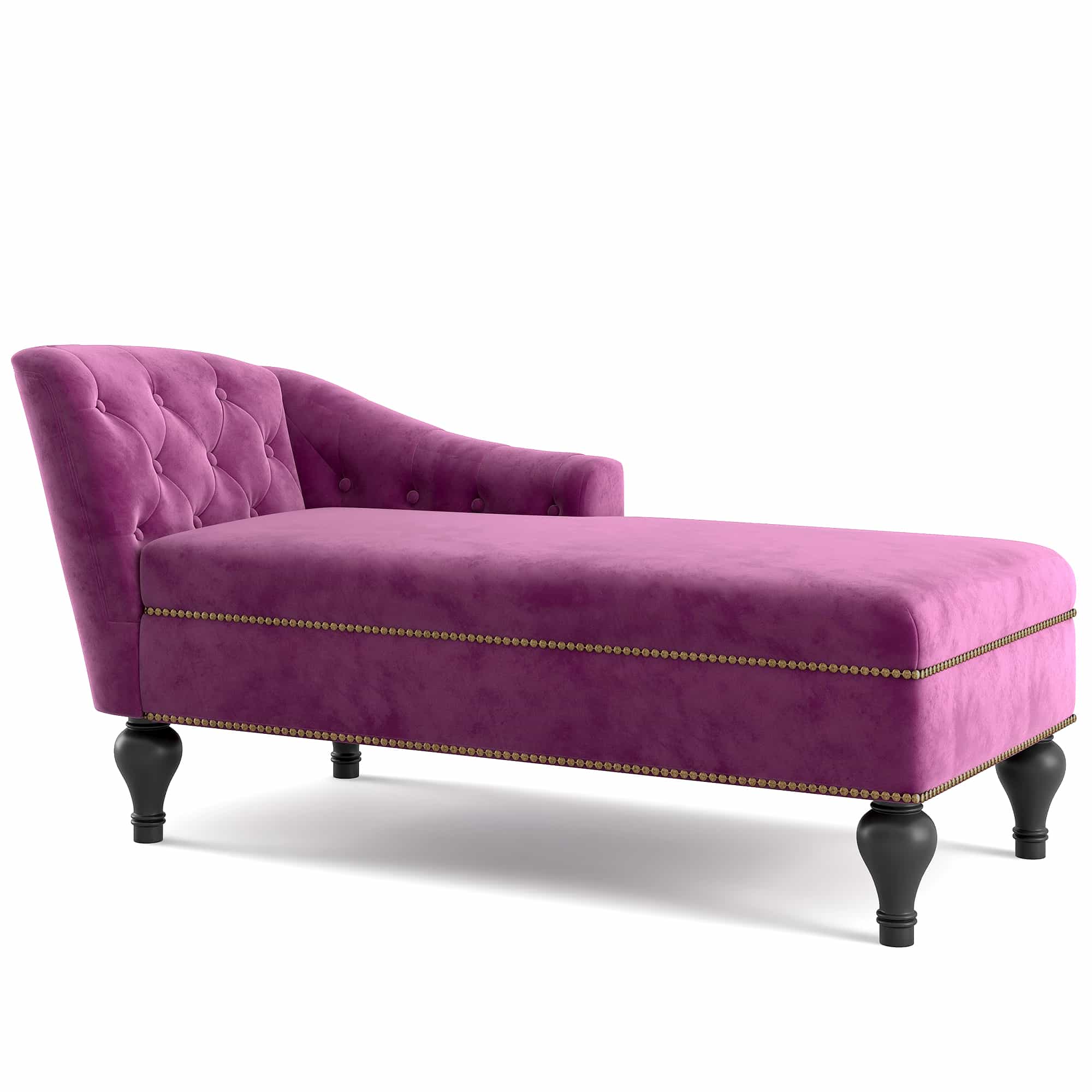 Furntsy Indoor Chaise Lounge, Tufted Fabric with Soft Velvet Upholstery