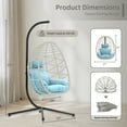thumbnail image 3 of Bifanuo Indoor/Outdoor Wicker Swing Egg Chair Hammock Hanging Chair Nest Basket with Stand, UV Resistant Removable & Washable Cushions,350LB Capacity for Bedroom, Balcony and Garden (BE-BL), 3 of 7