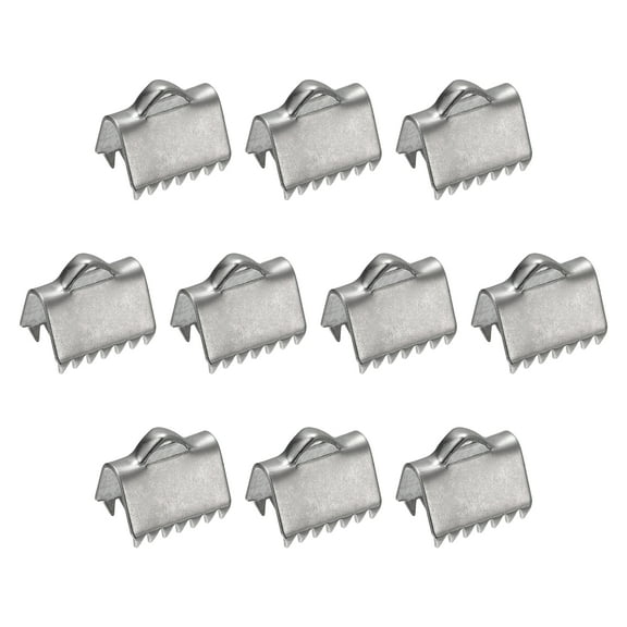 60Pack Ribbon End Crimp Clamps, 10.5mm Smooth Stainless Steel Pinch Cord End Clasps, Silver Tone