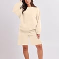 thumbnail image 3 of Fall Saving! Tuobarr Two Piece Sets for Women, Women Fashion Round-Neck Blouse Long Sleeve Tops Sweatshirt Shorts Casual Suit Sets Beige L, 3 of 8