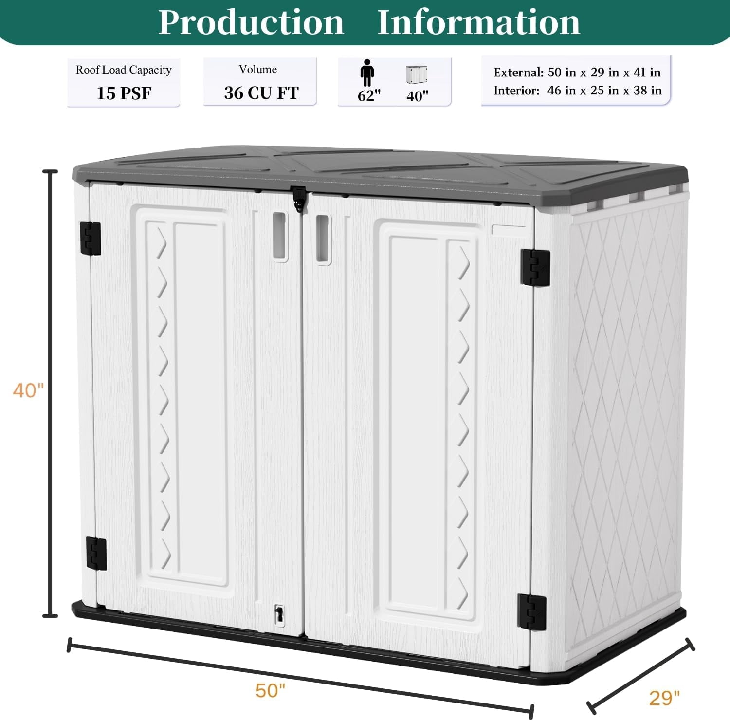 ZZMTIME 4x3FT Heavy-Duty Outdoor Storage Shed | 34 Cu.Ft Waterproof Resin Cabinet with Double-Wall | UV-Resistant & Lockable for Garden Tools, Bikes, Patio Furniture (Wood Grain Texture)