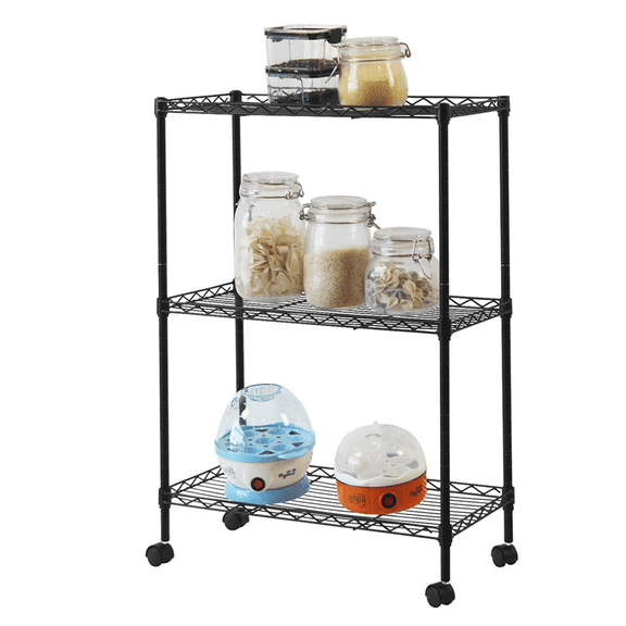 Chrome 3-Tier Heavy Duty Utility Cart - 150lb/shelf, Adjustable Rolling Shelves, 20"L x 10"W x 28.5"H, NSF Style Commercial Grade