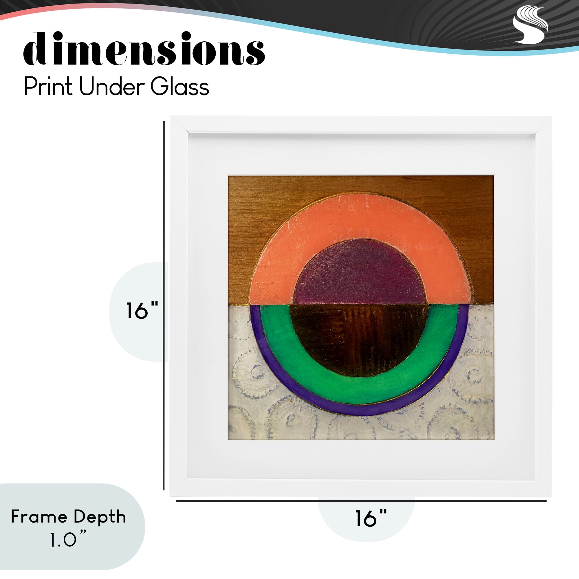 Stupell Industries Horizontal Split Circle White Framed Print Under Glass, design by Matthew Finger