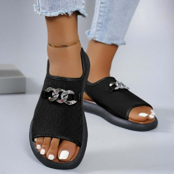 Wowcloth Women's Fashion Casual Peep Toe Slides – Comfortable Thick Sole Sandals for Versatile Everyday Wear,Plus Size