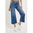 thumbnail image 4 of Womens High Rise Crop Wide Leg Jeans with Wide Band Detail and Buttoned Pockets Modern Fit Comfortable Stretch, 4 of 7