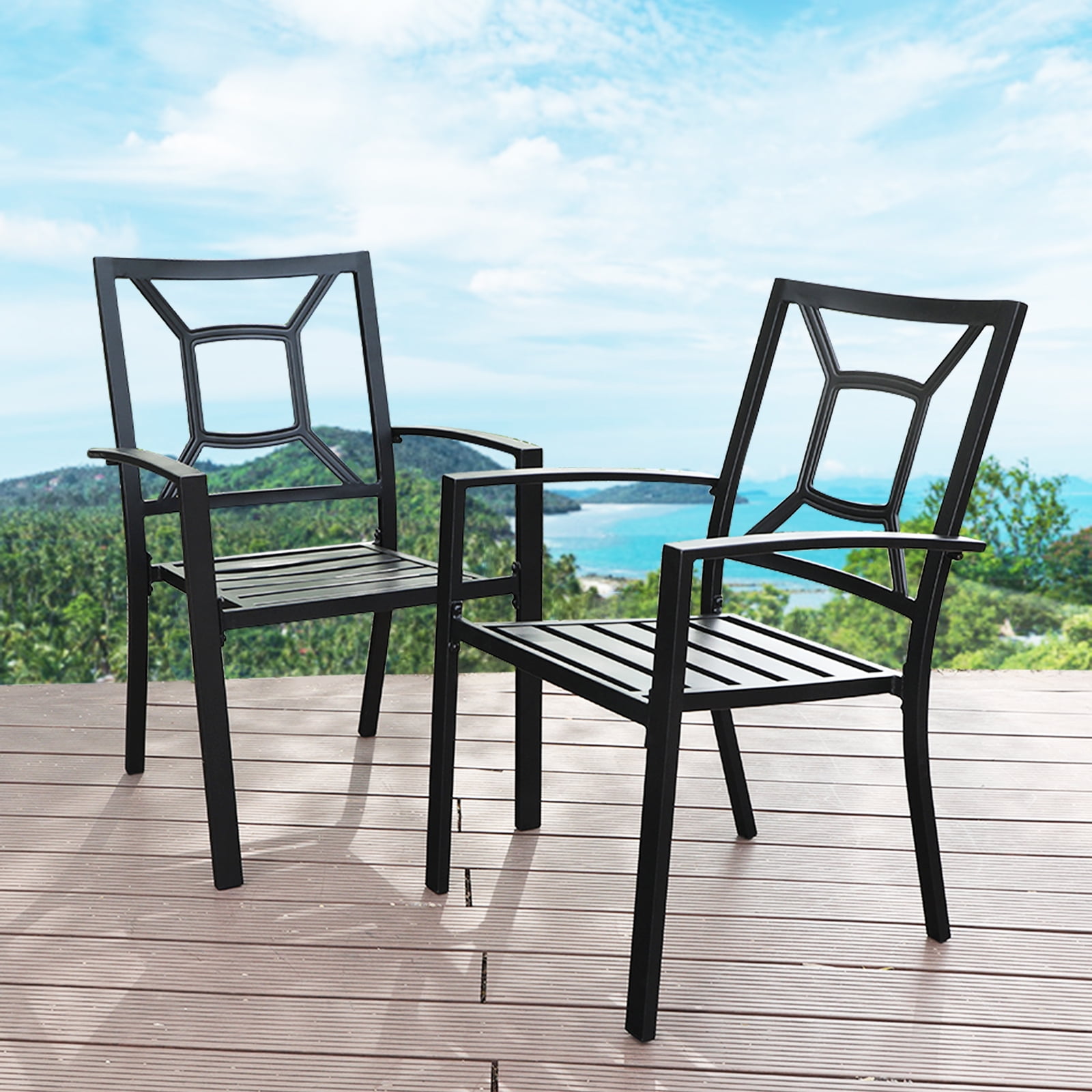 MF Studio Patio Dining Chair Outdoor Arm Chairs Powercoated Steel