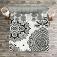 thumbnail image 3 of Ambesonne Ethnic Quilted Bedspread Set 3 Pcs, South Ornate Design, King Size, White Black, 3 of 3