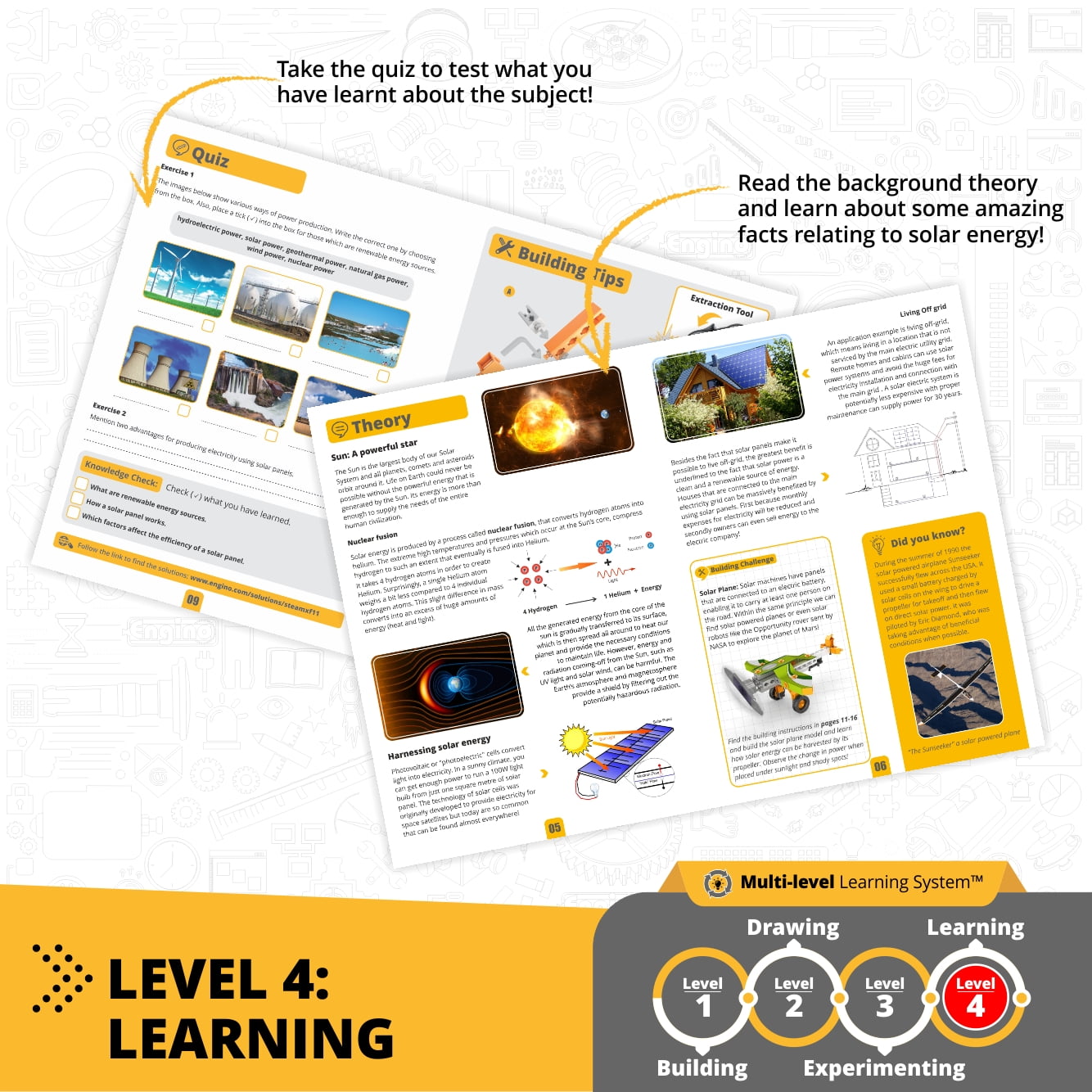 ENGINO Academy of Steam Toys,Solar Plane: Harnessing Solar Energy - STEM Building Toy and Learning Activities and Experiments (2 Model Options)