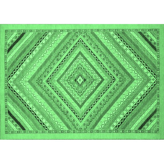 Ahgly Company Indoor Rectangle Abstract Emerald Green Modern Area Rugs, 2' x 3'