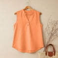 thumbnail image 4 of CHGBMOK Women Linen Tank Top Sleeveless V Neck Tank Spring Summer Button Down T Shirts Solid Loose Casual Tank Shirt, 4 of 7