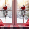 thumbnail image 4 of christmas tree decorations Red Christmas Flocking Wreath Door Hanging Christmas Decorations Christmas Wreath Rattan Pendant Decoration European And Ho, 4 of 5