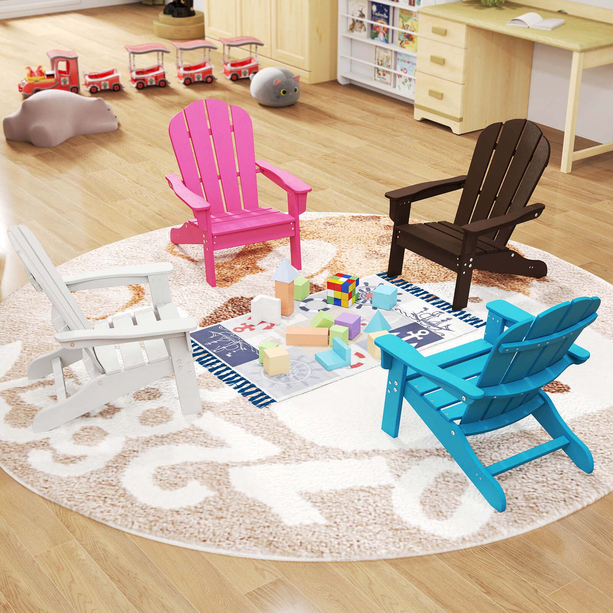 Costway Kids Adirondack Chair with High Backrest Armrests Fire Pit Chair for Kids Ages 3-8 Brown