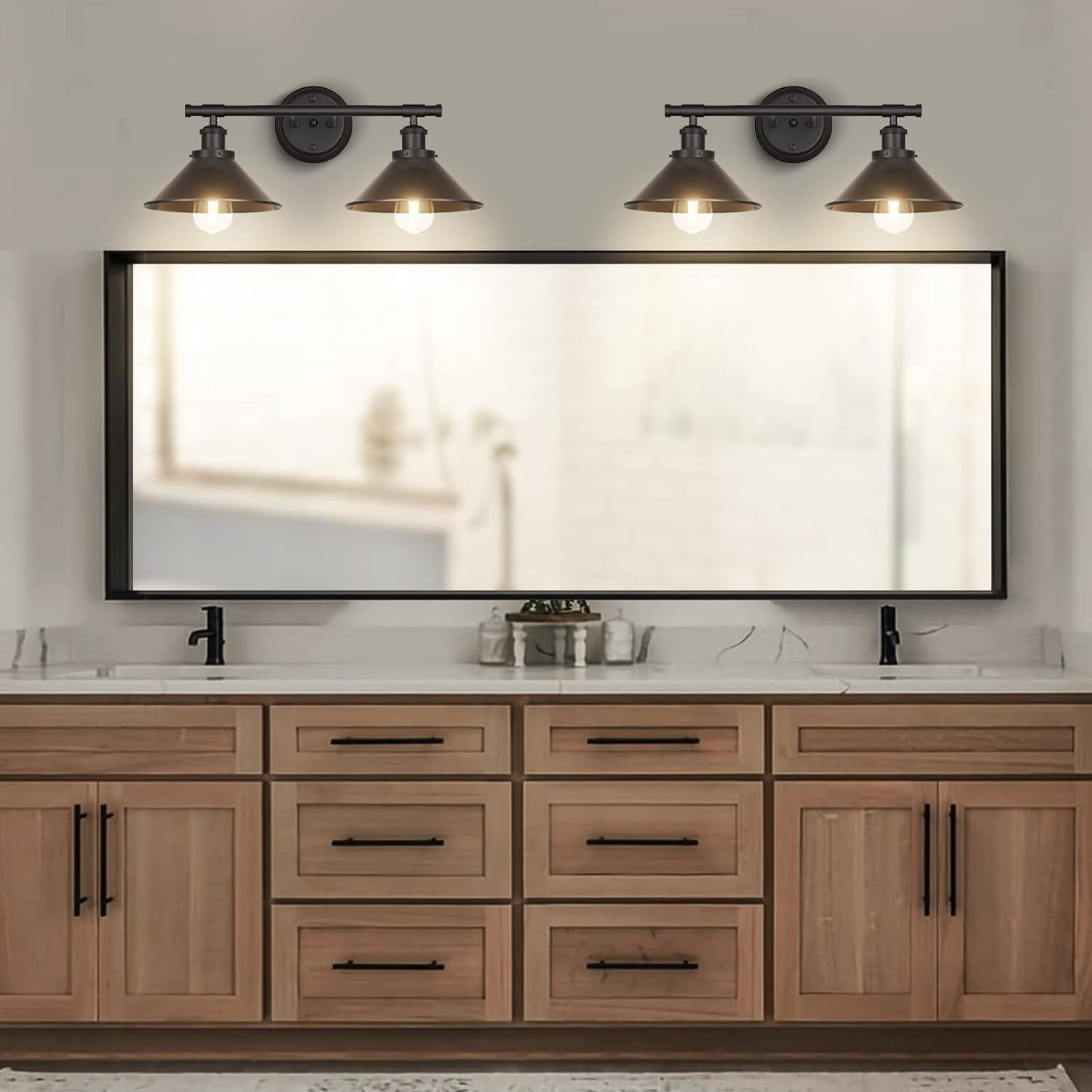 Modern Farmhouse Wall Scones 2-Light Vanity Light Bathroom Light Fixtures, Black