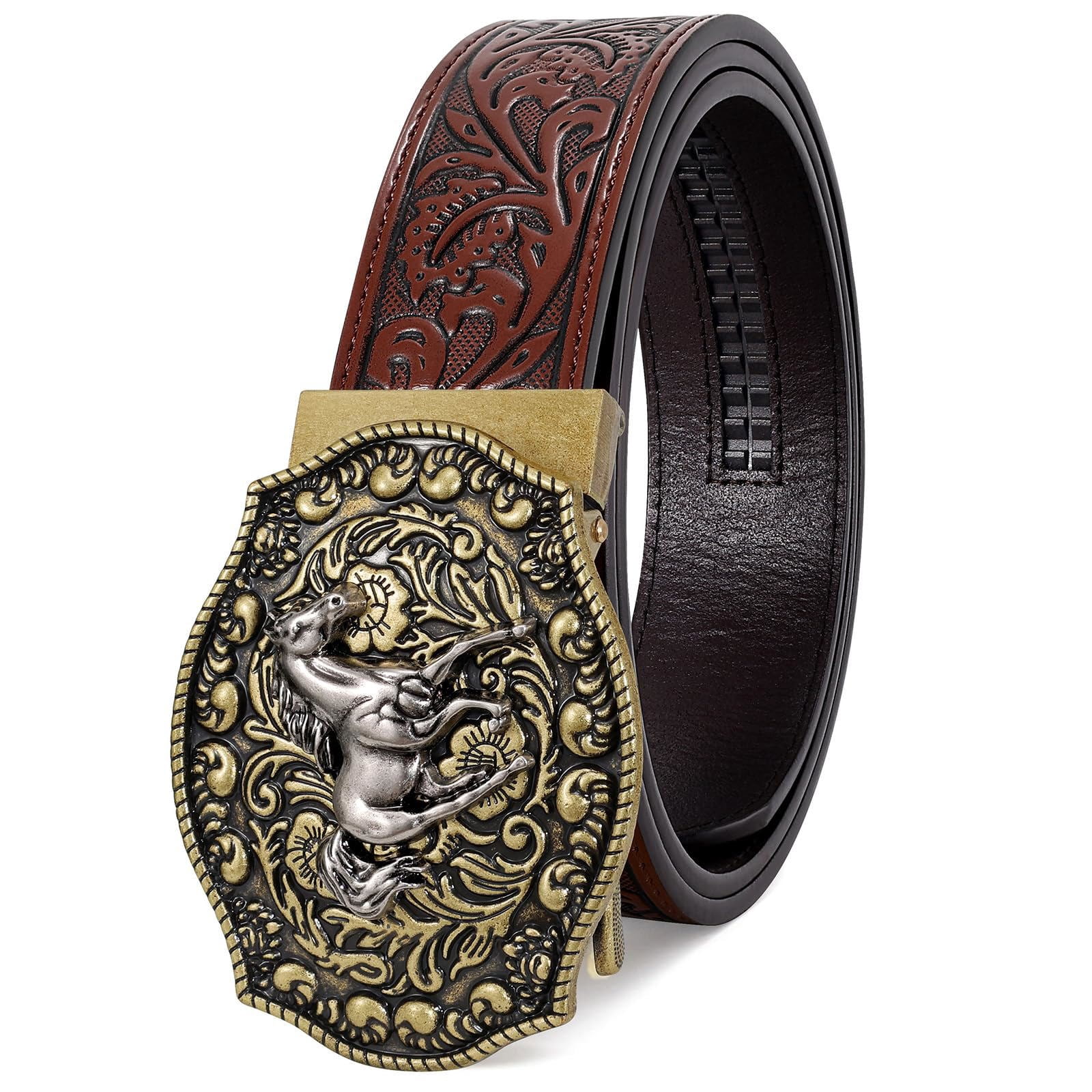 WHIPPY Western Genuine Leather Belt for Women Men Cowgirl  display picture 3