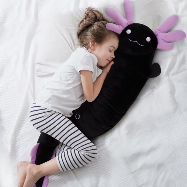 Almohada de peluche gigante de axolotl negra de Tezituor, 122 cm
