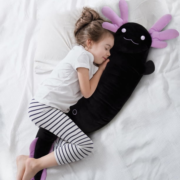 Almohada de peluche gigante de axolotl negra de Tezituor, 122 cm