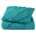 thumbnail image 3 of Nestl 2 Piece Pinch Pleated Pintuck Duvet Cover Set with Shams, Soft Microfiber,Button Closure Bedding Set, Twin - Teal, 3 of 9