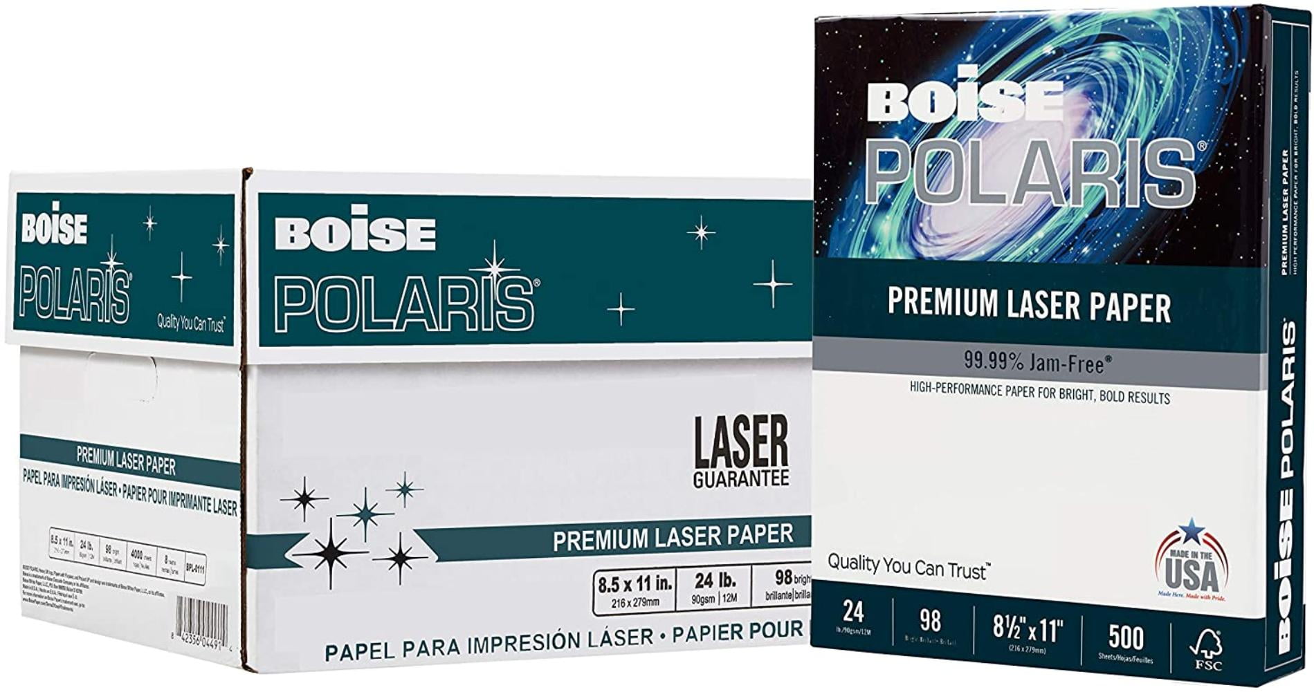24lb 8 1/2 x 11 Boise BPL0111 POLARIS Premium Laser Paper 98 Bright White 500 Sheets 