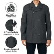 Alpine Swiss Jake Mens Pea Coat Wool Blend Double Breasted Dress Jacket Peacoat