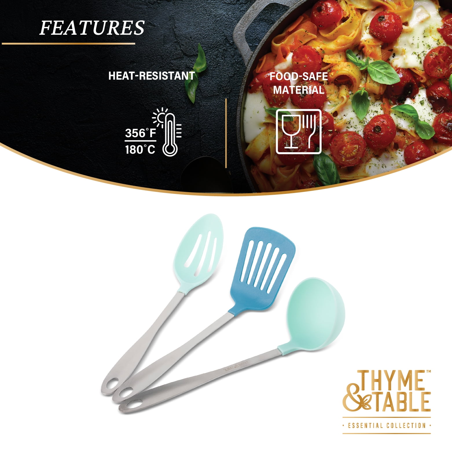 Thyme & Table Blue Kitchen Utensils, 3-Piece Set