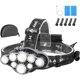 thumbnail image 1 of 18000 lúmenes, 8 LED, 8 modos de iluminación, linterna frontal LED ultra potente, recargable por USB, ajustable a 90°, resistente al agua y ligera para pesca, camping, lectura, senderismo, 1 of 1