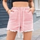 thumbnail image 5 of Shorts Vaqueros de Mezclilla con Cintura Elástica y Cordón Ajustable para Mujer Rosa M, 5 of 9