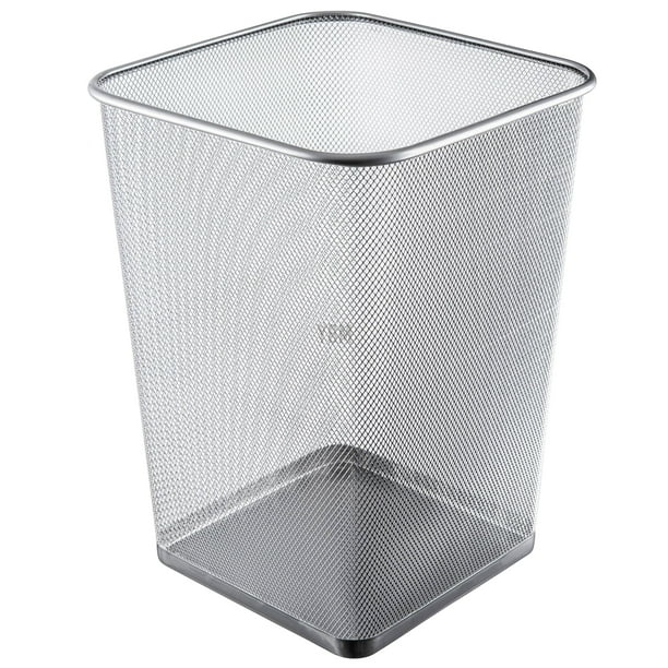 Ybm Home Steel Silver Mesh Square Open Top Waste Basket Wire Bin Trash
