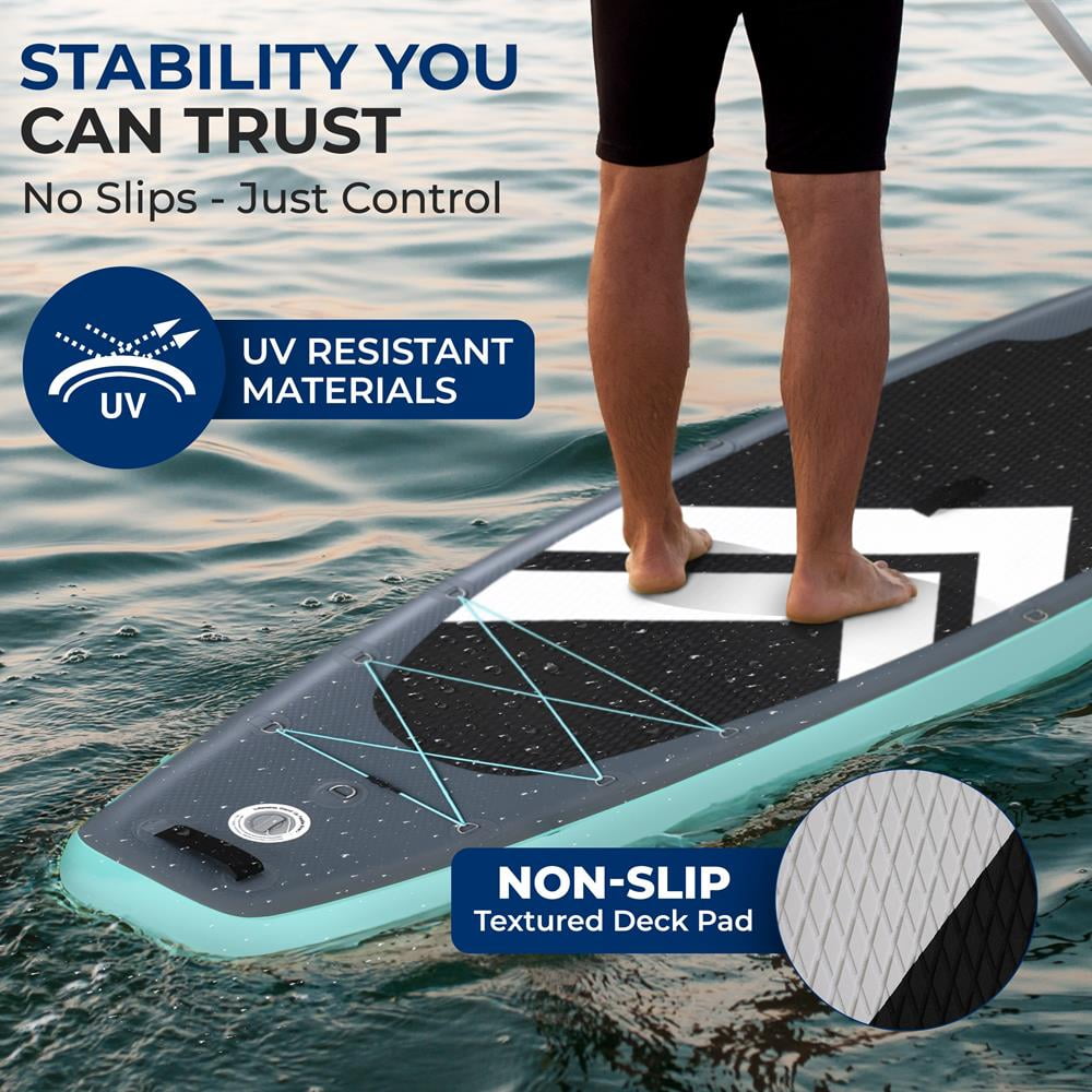 SereneLife 11 Inflatable Stand Up Paddle Board with Premium SUP Accessories - 32 Wide Stable Design with Non-Slip EVA Deck Pad for Youth and Adults, 350 lbs. Capacity