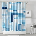 thumbnail image 2 of Navy Blue Fabric Shower Curtain - Geometric Shower Curtain Set with 12 Plastic Hooks, Water Repellent, Machine Washable, Modern Decorative Polyester Cloth Shower Curtains for Bathroom - 72x84, 2 of 4