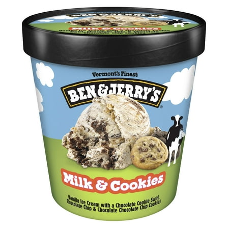 Ben & Jerry's Milk & Cookies Vanilla Ice Cream Cookie Dough Ice Cream Pint, 16 fl oz
