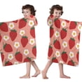 thumbnail image 4 of Strawberry Plants Fruit Flower Pink Pattern Hooded Bath Towel，50"x30" for Ages 3 To 12 Kids, Quick Dry Lightweight Soft Microfiber Hood Beach Towel Cover Up for Kids, 4 of 7