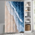 thumbnail image 3 of Ombre Blue Wave Watercolor Fabric Shower Curtain Beach Oil Painting Washable Shower Curtains for Bathroom, Waterproof Bath Curtain with Hooks Home Decor 72x84in, 3 of 8