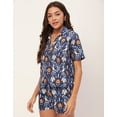 thumbnail image 3 of Moomaya Sleepwear, Shirt & Shorts Night Suit Set, Printed Cotton Pjs Lounge Set, 3 of 9