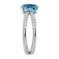 thumbnail image 4 of SuperJeweler 1 1/2 Carat Oval Shape Blue Topaz and Halo Diamond Ring In Sterling Silver For Women, 4 of 6