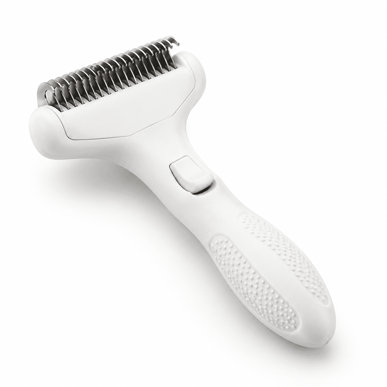 White Pet Brush for Dogs and Cats with Stainless Steel Teeth for Shedding