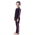 thumbnail image 6 of IBTOM CASTLE Kids Girls Burkini Swimsuits Modest Muslim Islamic Long Sleeve Rash Guard Full Cover Hijab Top Skirted Swim Capris ​Swimwear 3-4 Years Black + Pink, 6 of 8