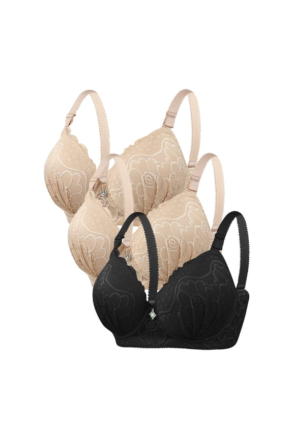 Women's Solid Color Underwire D-Cup Bra for Fuller Figures, Supportive Gathering and Sleek Look with Thin Cup Design, Perfect for Everyday Confidence and Comfort