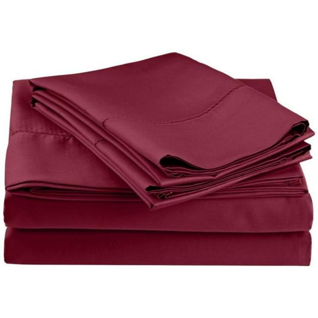 Cotton Rich 600 Thread Count Hem Stitch Sheet Set King-Wine